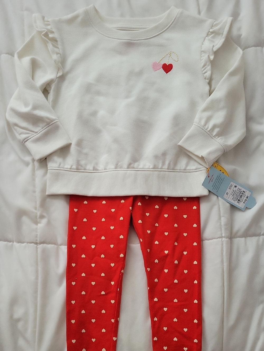 Cat & Jack Cream and Red Toddler Heart Set